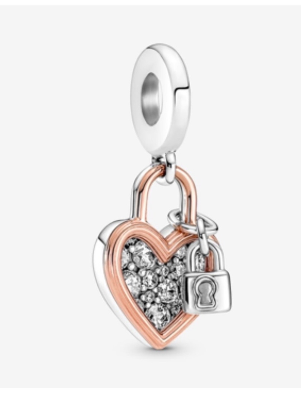 Pandora Two-tone Padlock & Heart Key Dangle Charm